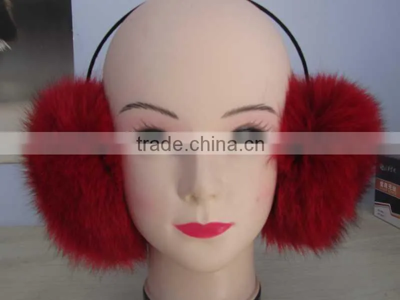 multy color warm fox fur hat earmuffs