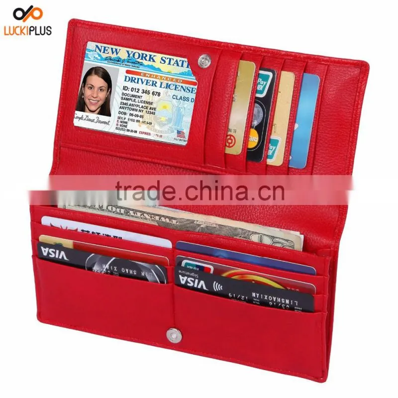 Luckiplus RFID Blocking Safe Wallet for Women Red Color Card Wallet