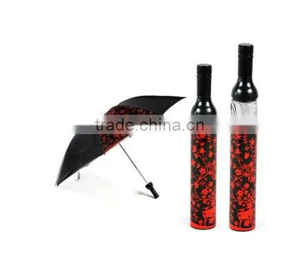 High Quality 21 inch Triple-Folding Promotion Wine Bottle Umbrella