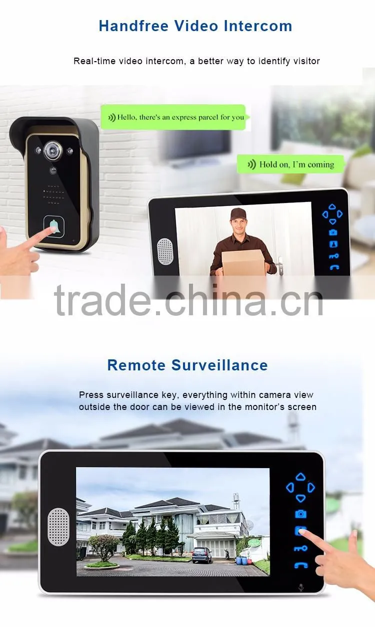 Home Security 1 Camera 3 Monitors Wireless Color Video Doorphone