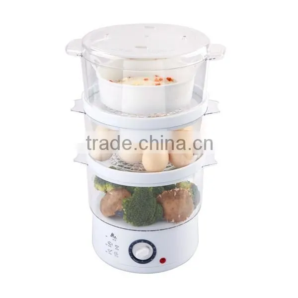 XJ-92214II 3 layer 60 minutes 7.2L removable parts electric steam cooker ,CE ROHS plastic iptima steamer for sale
