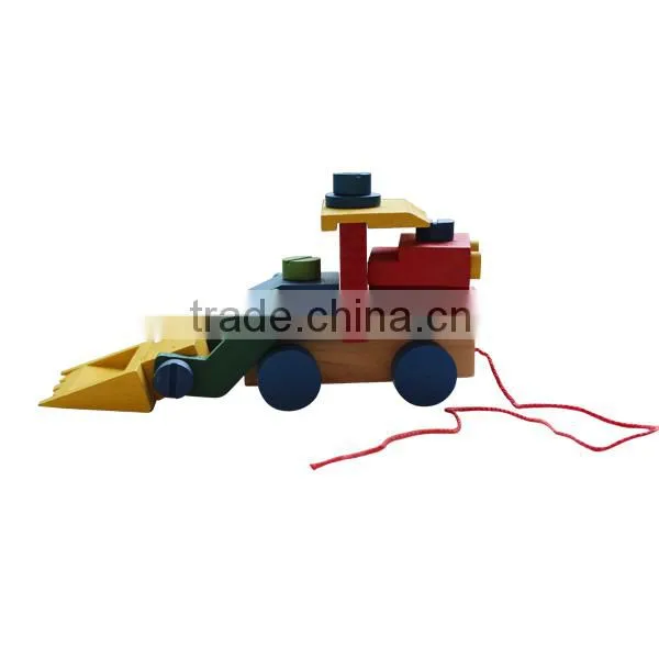 Colourful wooden toy forklift