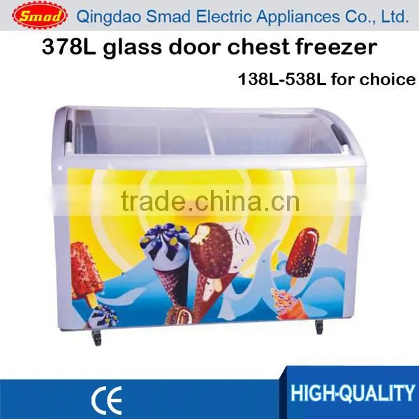 sliding curved top glass door chest freezer