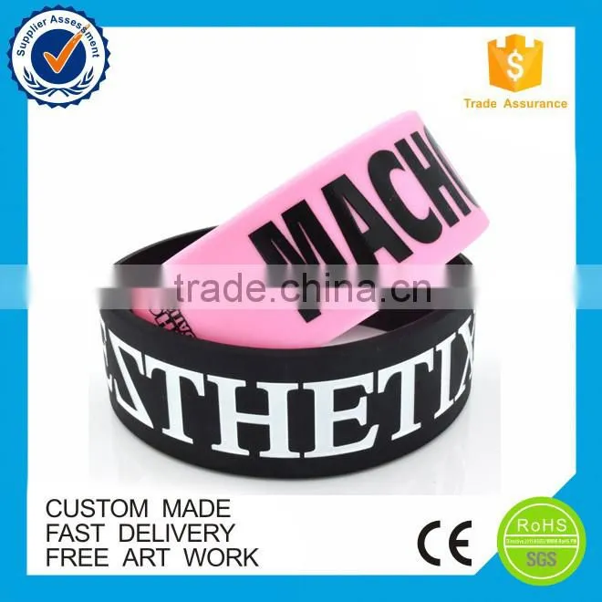 Custom 1 inch silicone wristbands no minimum