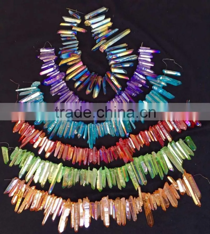 Newest handmade colourful aura quartz crystal necklace for healing