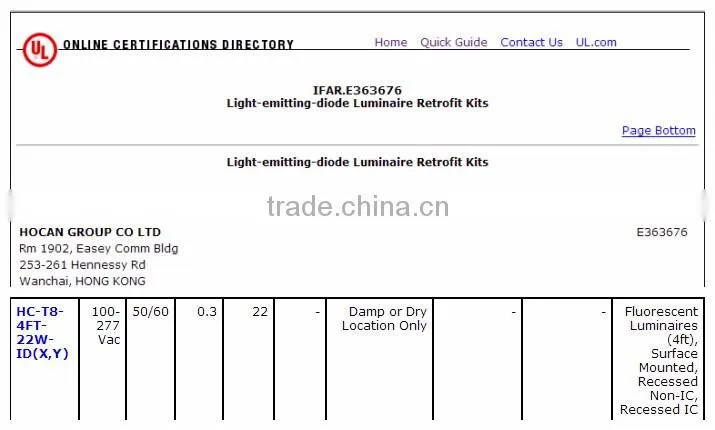 4ft 22w led tube light fixture with 5 years warranty