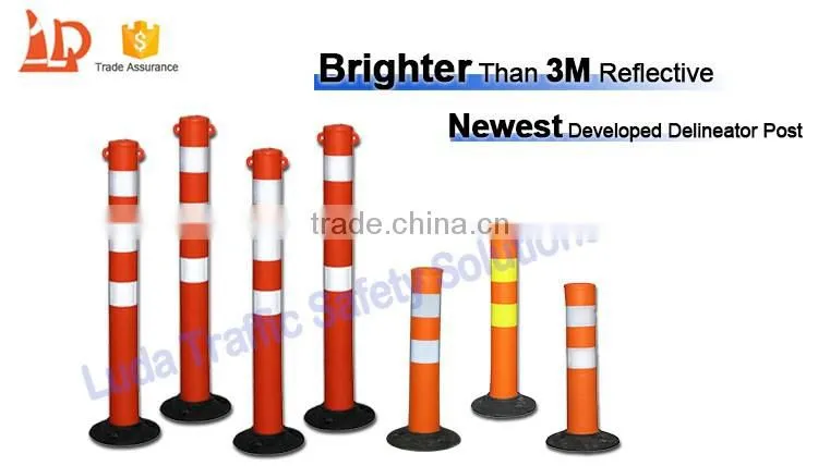Unbreakable EVA flexible roadway plastic barrier post with super bright reflective