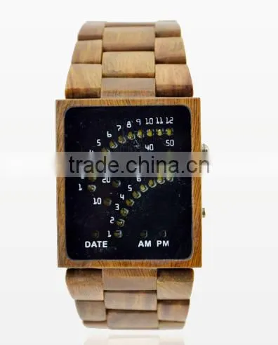 2016 New Arrivals bamboo wooden genuine leather watches