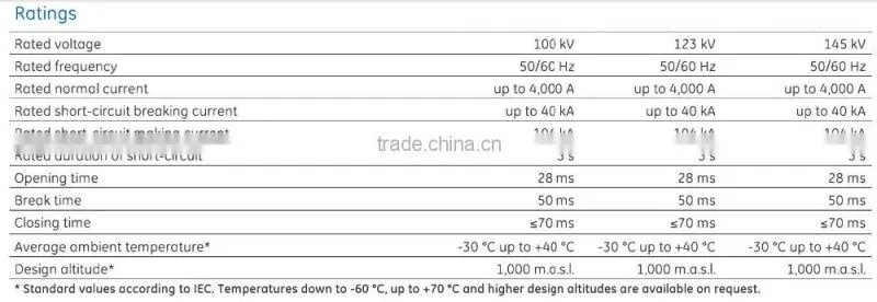 110kV SF6 Circuit Breaker/ 126kV SF6 circuit Breaker