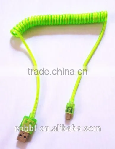 LED Micro USB V8 Data Sync Charger Spring Cable for Samsung Htc