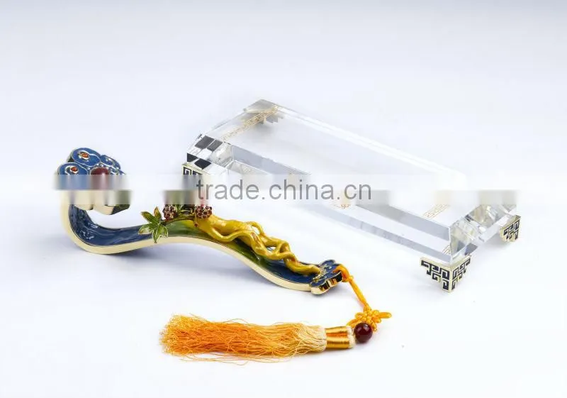 RORO Chinese Trational Wish Ruyi ginseng enamel crystal glass decorative article for home decoration/gift