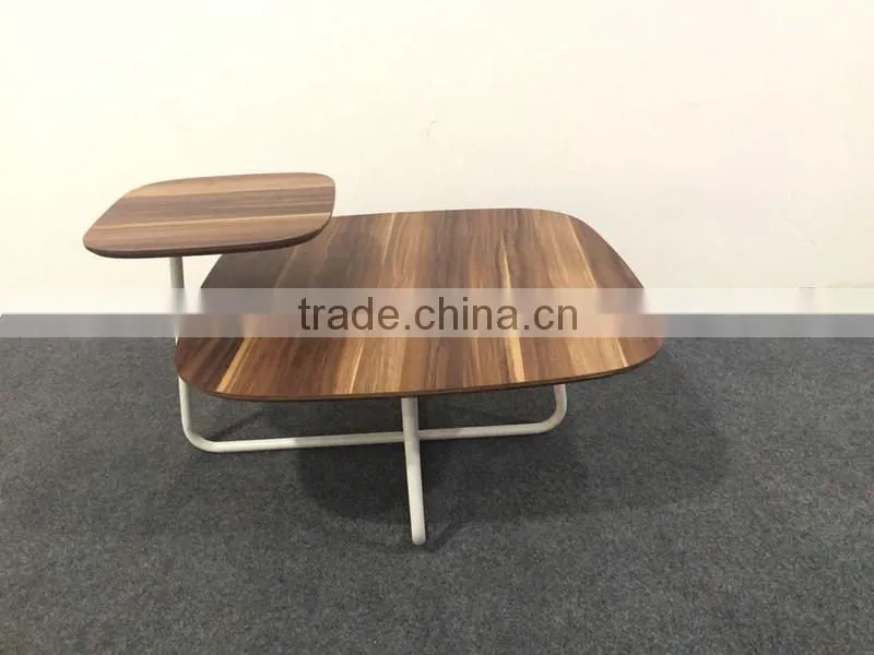 New arrival two layercovered paper coffee table with metal legs