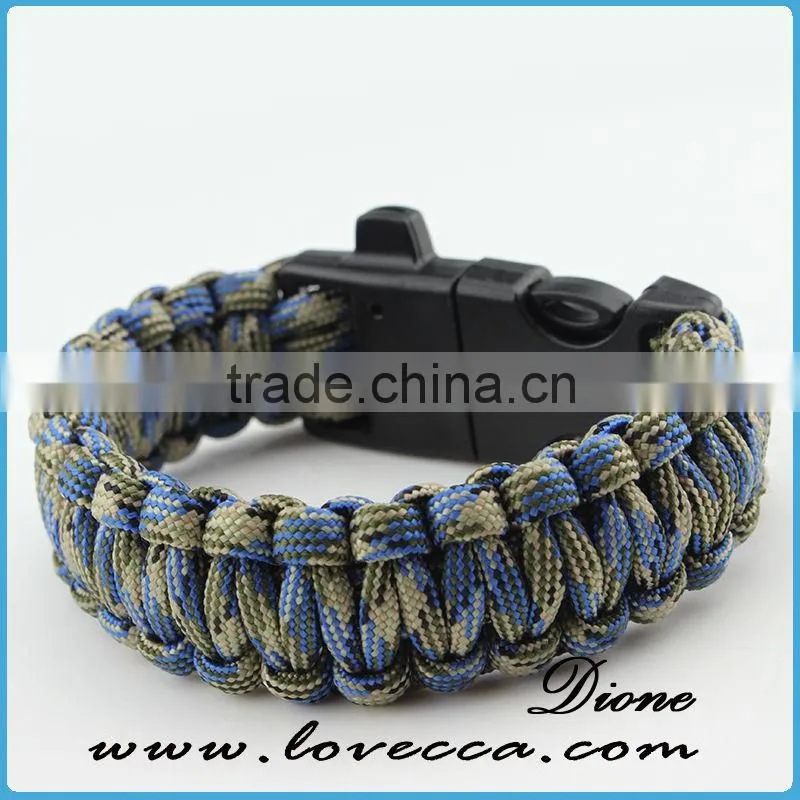 3m parachute cord Fire starter Whistle Sharpening steel paracord bracelet 4in1