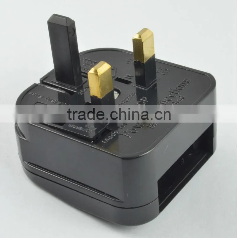 Top selling alibaba euro 2 pin to 3 pin UK plug power converter with fuse 13A