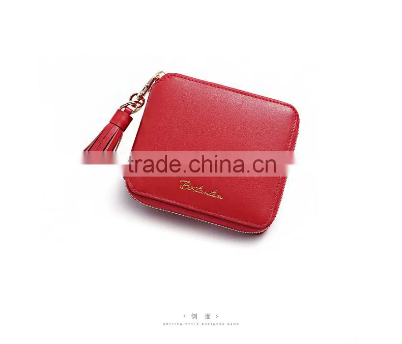 leather macrame women wallet and purse zipper open with coin slot