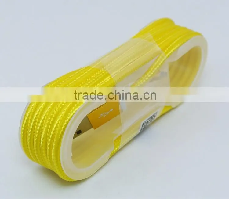 Metal Nylon Woven USB Cable With Blister for I6 usb cable bulk for iphone 7