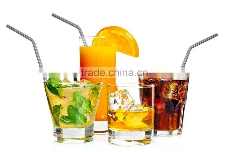 Hot Sale Stainless Steel straws for drink 6 Pcs with 2 Cleaner brush Cleaning Brush Included