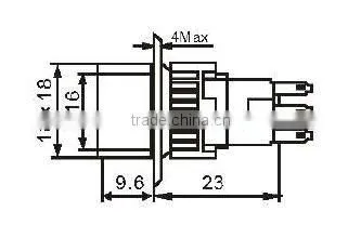 16mm square head mininature push button switch with light 2NO+2NC KD16-11FD KD16-22FD