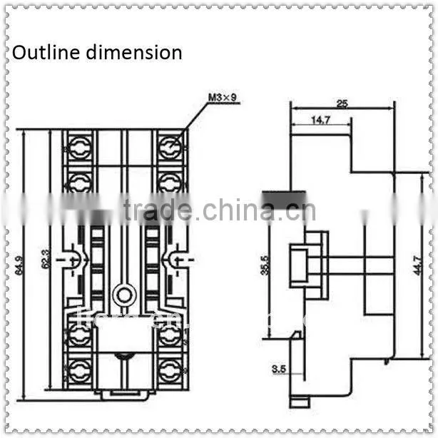 HH52P/MY2 suitable relay socket PYF08A