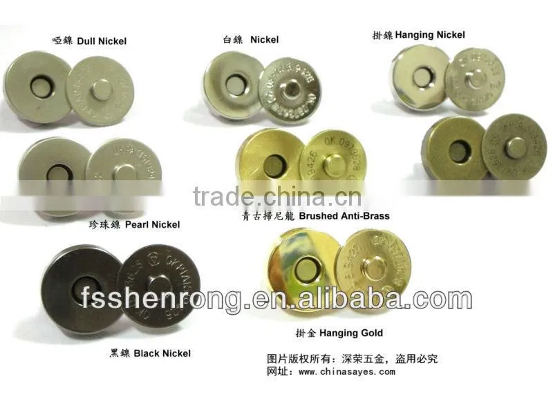 best selling machine made anti-brass classical round hit the nail magnetic button for bags and clothes