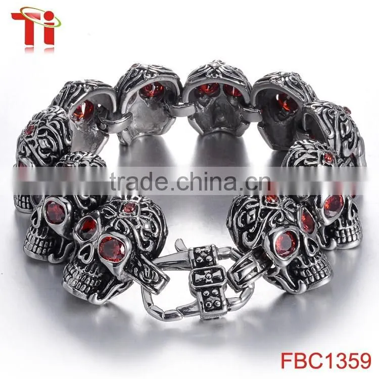 Fast and furious 7 moive Silver Color Stainless Steel Skull Skeleton Bracelet Titanium Steel Bangle for Men Fashion Jewelry