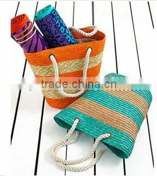 Handmade PP straw shopping bag fashion straw woven basket