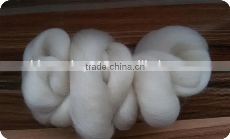 28mic Raw white Blended Wool Top Roving Fiber 75% Uruguay wool/25% Polyester Spinning Felting Weaving