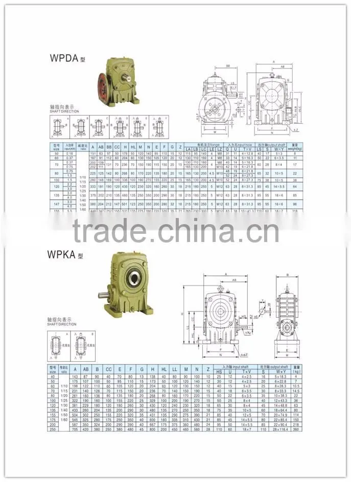 WPW80 marine reducer gearbox worm gear box atv reverse gear box