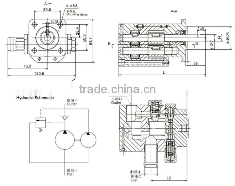 2 stage gear pump for wood cutting machine