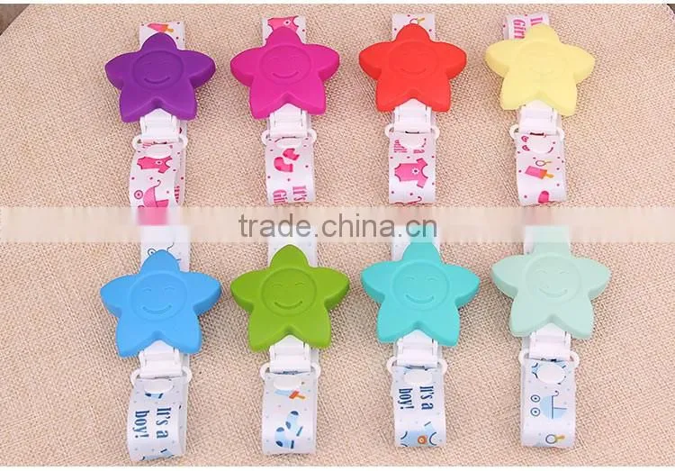 Kean new design baby pacifier with silicone flower clamp