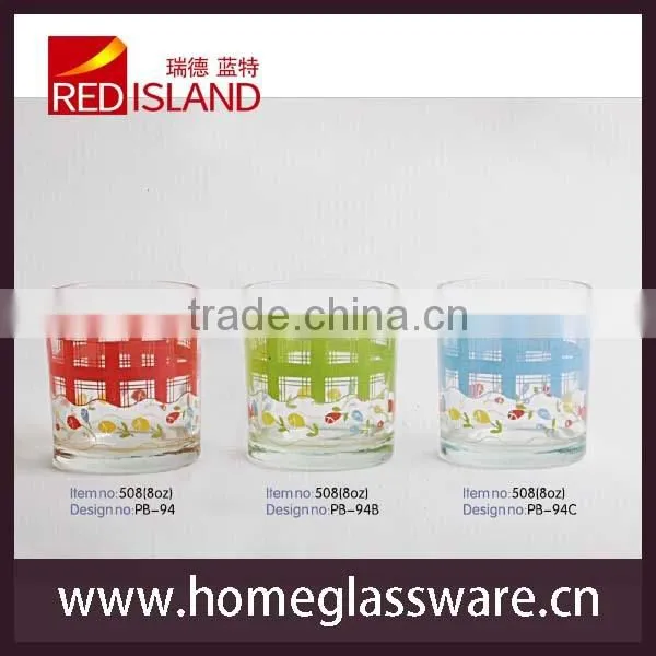 8oz glass cup with printing designs/water cup/printed glass cup