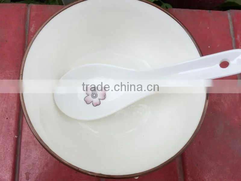 SP-1541 Haonai flower decal ceramic spoon, ceramic soup spoon