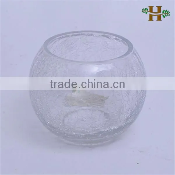 Handmade crackle round colored glass fish bowl