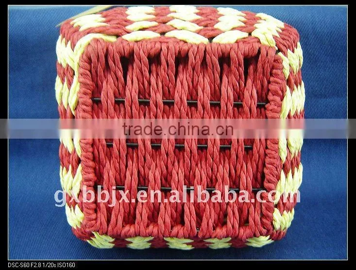 Red square paper rope woven iron frame model storage box