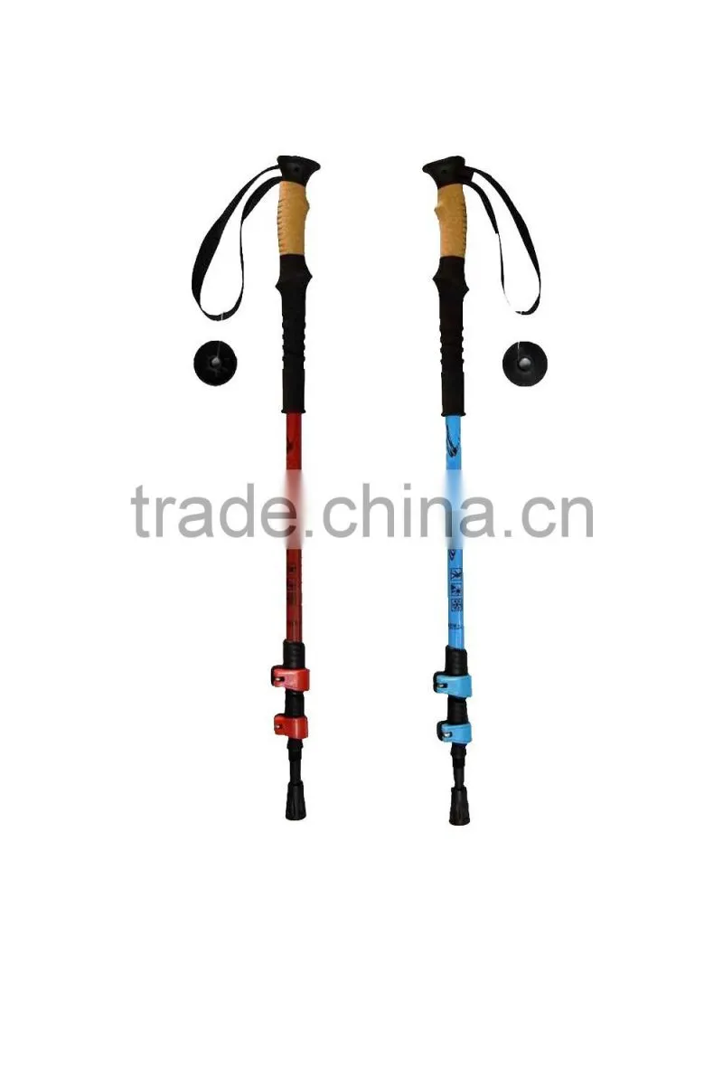 Carbon fiber trekking pole, Cork+long EVA handle, quick external lock, 3 sections SZ15514