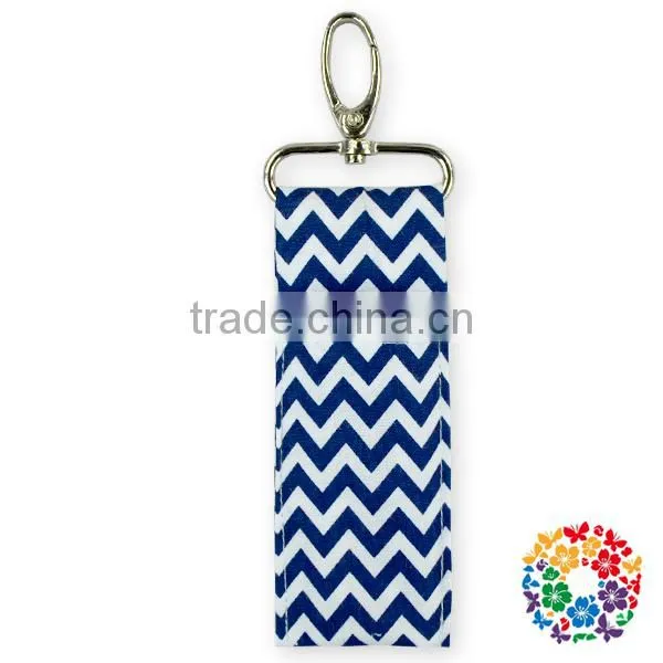 Red Chevron Fabric Cotton Chapstick Lip Balm Holder Handmade Fancy Key Holders