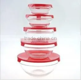 durable transparent glass food storage bowl