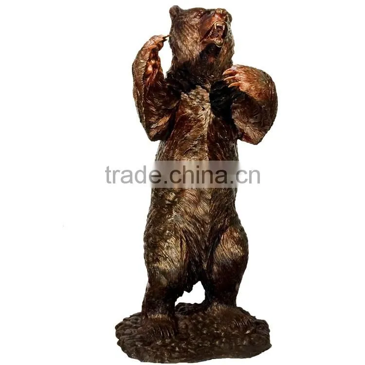 Life size garden decoration bronze standing bear statue