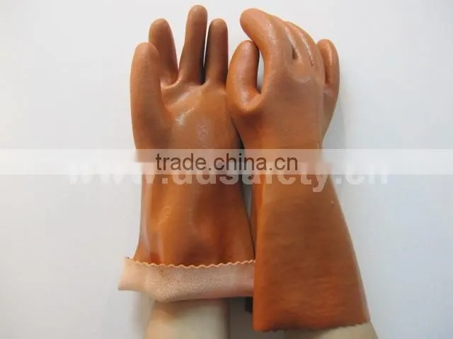 DDSAFETY 2017 Hot Sale PVC Gloves Brown PVC Sandy Smooth Finished Gloves