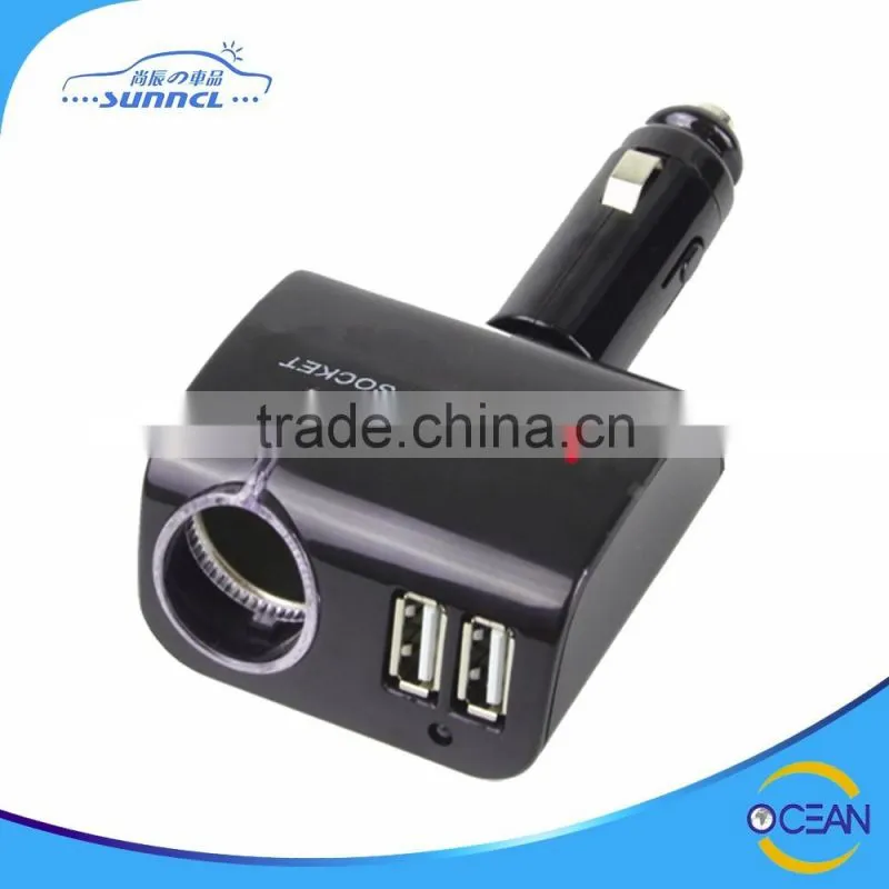 2 USB 4 Holes Car Cigarette Lighter Socket Car Adapter Plug