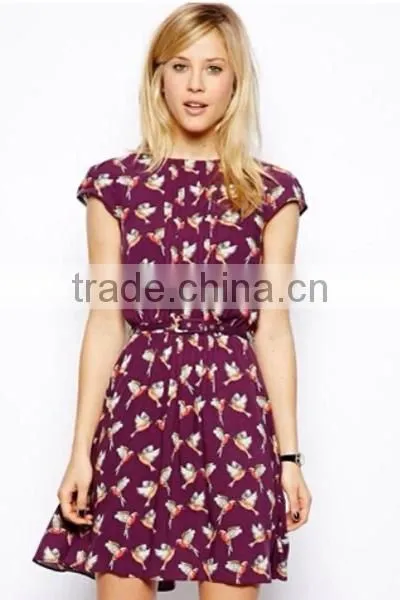 HD-D124 elegant fashion floral women dress/casual ladies dress