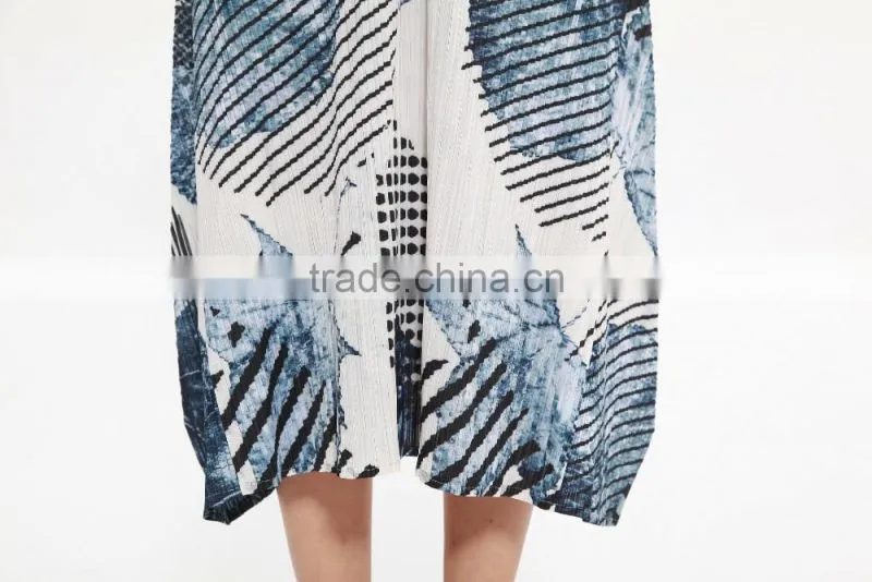 Wash painting goffer sleeveless women summer maxi dress