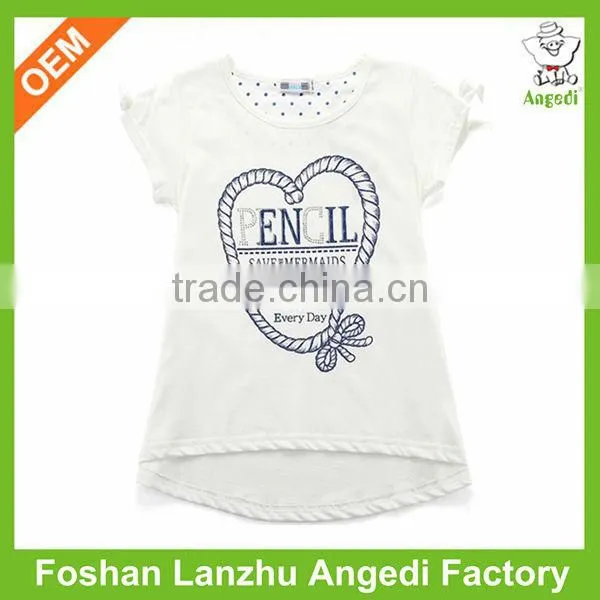 OEM extended length teen girls lovely organic cotton t shirt