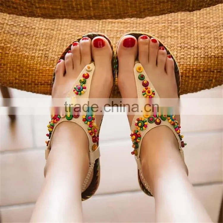 HFR-T0035 large size wholesale fashion flat sandals latest stylish ladies fancy sandal 2017
