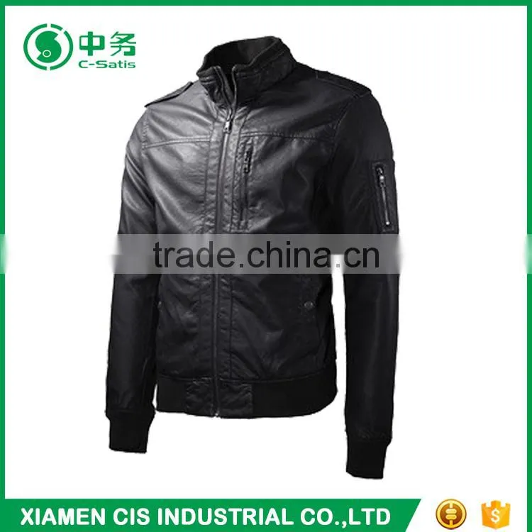 promotion cheap winter black leather jacket for men