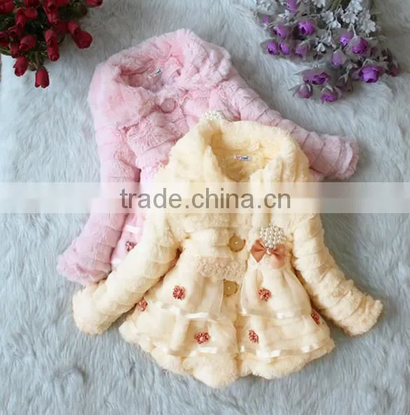 Children's Girls Elegant Baby Faux Fur Fleece Lined kid Coat 18908