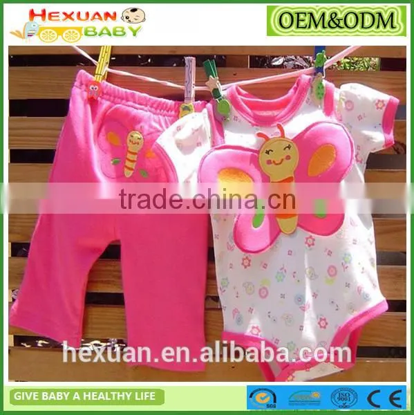 OEM factory or stocked designs new design Baby Summer Clothing Set baby toddler clothing Bodysuit Pant Set baby rompers