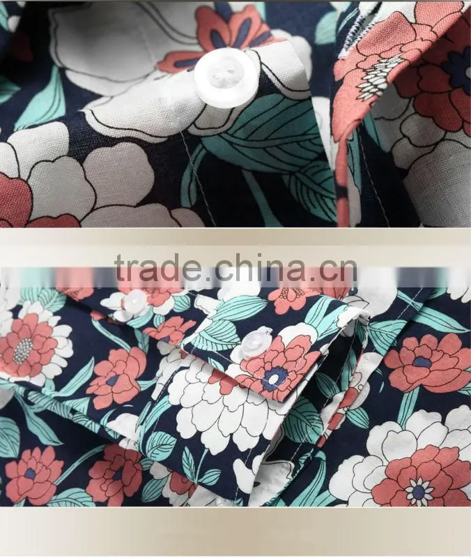 100%Cotton 2014 latest mens casual dress (Floral Fabric)