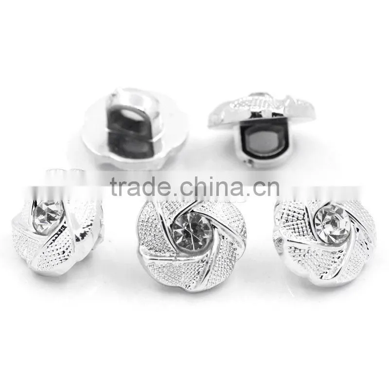 Wholesale With Rhinestone 11mm Flower Single Hole Acrylic Rhinestone Button