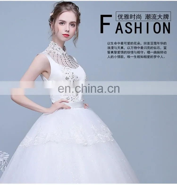 HS1634 2017 Cheap Halter Beading A line Tulle Plus size Long Wedding Dress Guest Gown Maid of Honor